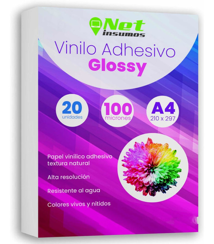 Papel Vinilo Adhesivo Glossy A4 Pack 20