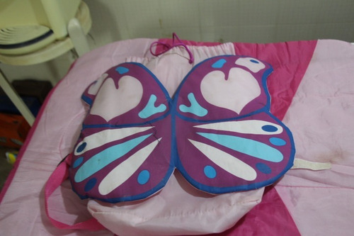 Saco De Dormir Infantil Rosa Borboleta Com Ziper Bag Sacola