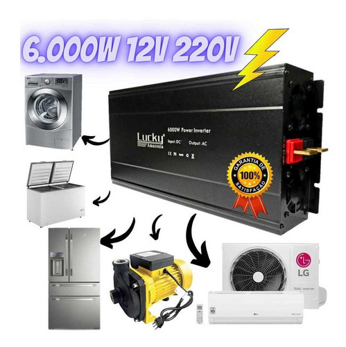 Inversor Para Geladeira Motor 6000w 12v 220v Lucky 60hz