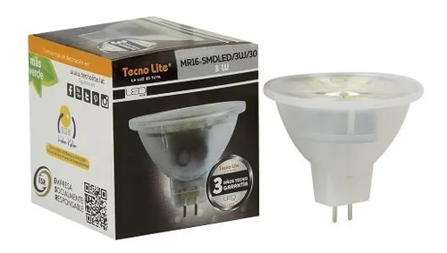 comprar 60 Pzs Foco Led Mr16-smdled\u002F3w\u002F30 Tecnolite Gu5 Luz Cálida