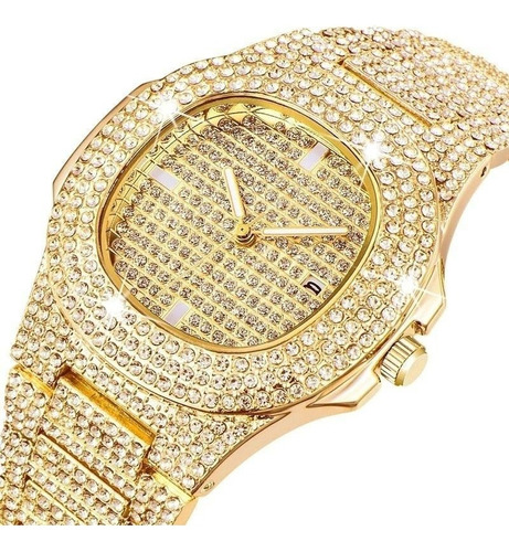 Reloj De Diamante De Acero Inoxidable Hombre Moda Diamantes