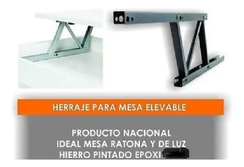 Imagen 5 de 6 de Herraje Para Mesa Elevable Rebatible Negra 380 Mm Por Par