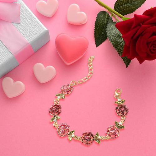 2 Pulsera De Flor De Rosa De Moda Adornos Elegantes