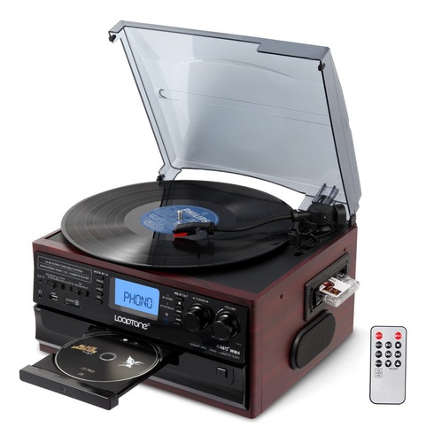 Looptone 10 In 1 Bluetooth In/out Record Player 3 Speed Vin.