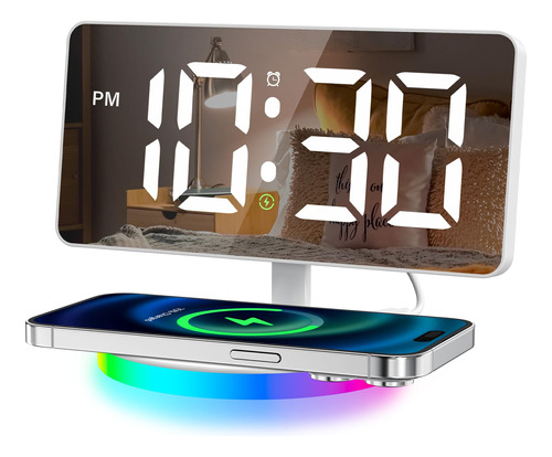 Reloj Despertador Digital Con Carga Inalambrica, Reloj Led C