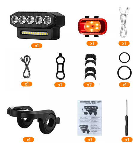 Luces Para Bicicleta Recargable Impermeable Con Luz Trasera