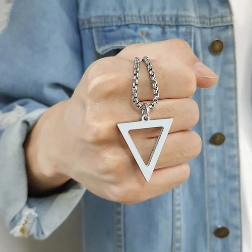 Collar Hombre De Lujo Dije Triángulo Color Plata Cadena | Meses sin  intereses