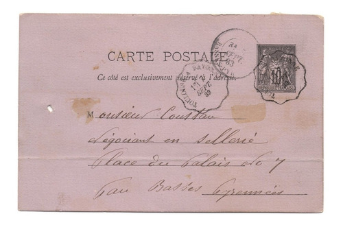 Postal Antigua De Francia 1883