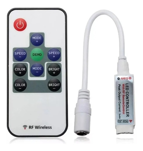 Controlador Rf Wireless Com Controle  Fita Led Rgb 5050 3528