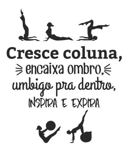 Adhesivo decorativo de pared con frases de pilates con forma de columna en crecimiento, color negro