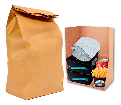 Sacola Kraft Delivery 20x13x25cm Pacote 100 Unidades Ecológica