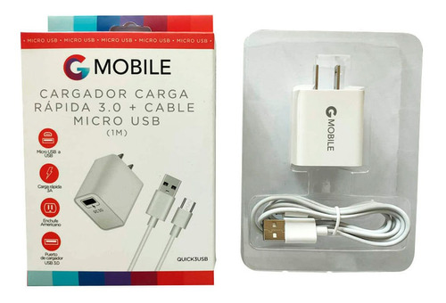 Cargador G Mobile Cable Microusb A Usb 1m Carga Rápida 3.0