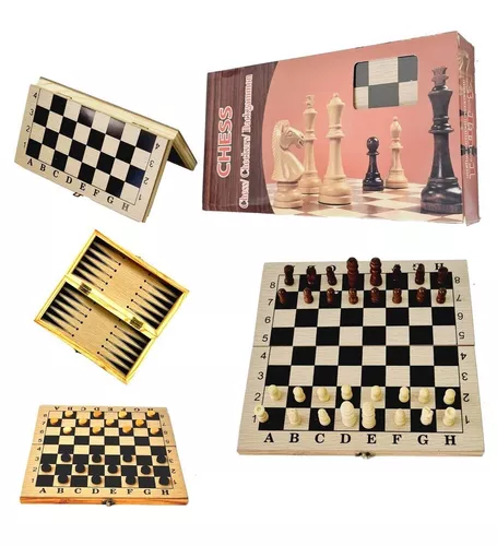 Juego de viaje Ajedrez y damas y backgammon 3 en 1 juego de tablero de 