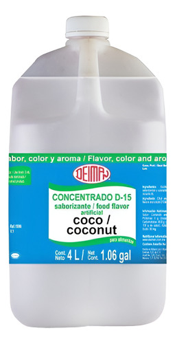 Concentrado De Coco 4lt Deiman, Color, Sabor Y Aroma