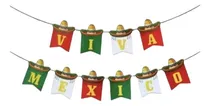 Comprar Banderín Letrero Viva México Fiesta Patria Sombrero Tricolor