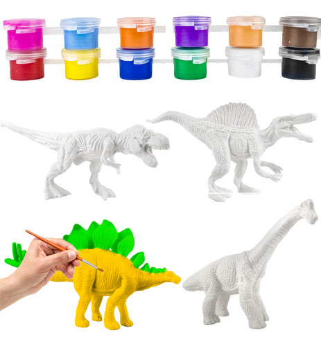 Dino Para Pintar Brinquedo Divertido 4 Dinossauros Colorir