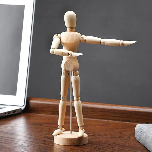 Figura Humana 30+11cm Madera Maniquí Para Arte Y Dibujo
