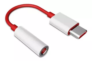 Cabo Adaptador Fone Oneplus Usb Tipo C Para P2 3.5mm Cor Vermelho com Branco