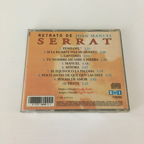 Joan Manuel Serrat Retrato De Joan Manuel Serrat Cd (Usado)