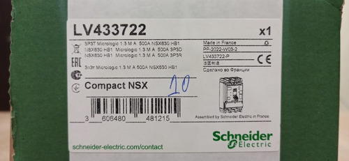 Disjuntor Schneider Lv433722 C63v31m500 Nsx630hb1 Mic 1.3 3p