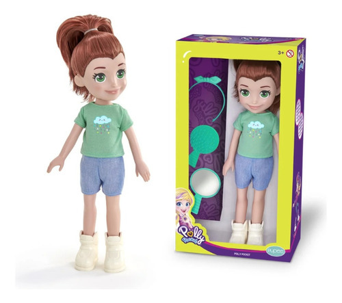 Boneca Polly Pocket Amigas 36cm + Acessórios Pupee Mattel Cor Lila