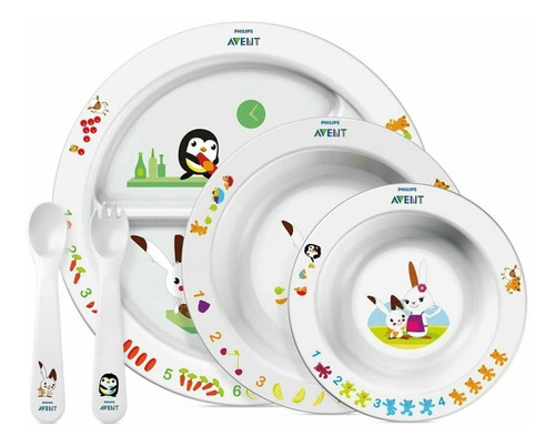 Set Alimentacion Avent Philips 3 Platos Cubiertos