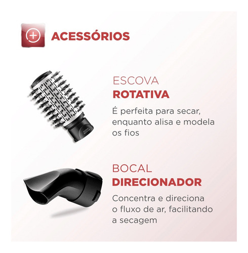 Escova 5 Em 1 Rotativa Mondial Er-10 1200w Black Rose 127v