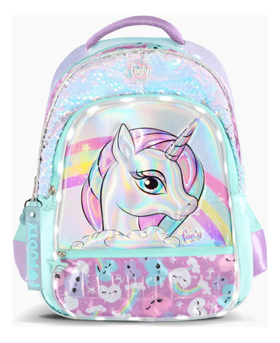 Footy Mochila Unicornio Espalda Celeste Con Luz 18 F2203.01