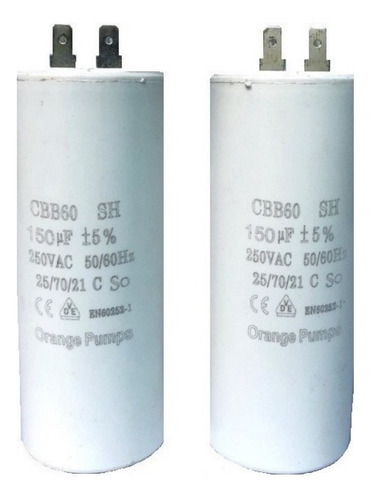 Capacitor 150 Mfd Uf Paquete De 2 Pzs 250v 220v Envio Gratis