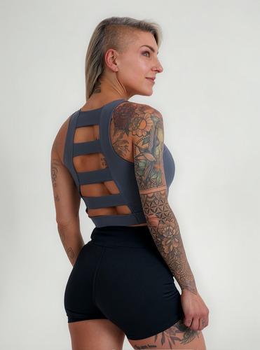 Top Deportivo De Diseño Tricot Premium Gris Oscuro Lisa M