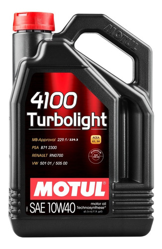 Aceite Semisintetico Motul 4100 Turbolight 10w-40 1lt