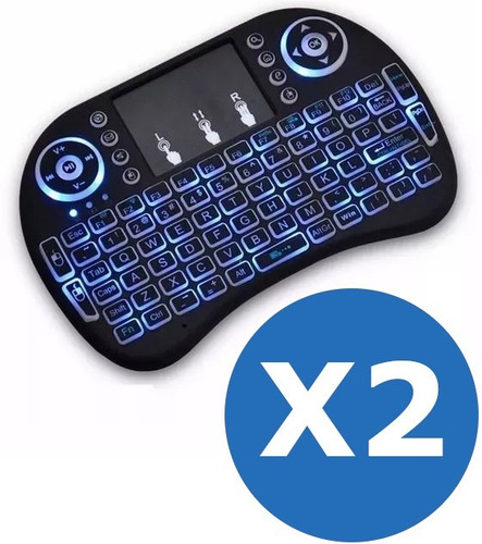 Imagen 1 de 6 de Pack 2x Mini Teclado Inalambrico Con Luz Smart Tv Box Jayma