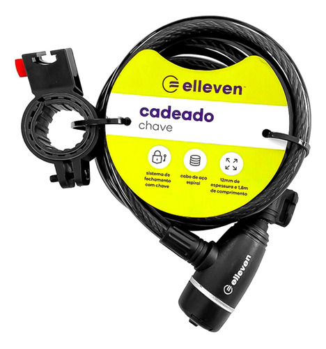 Corrente Cadeado Para Bicicleta Com Chave 1,80mx12mm Elleven