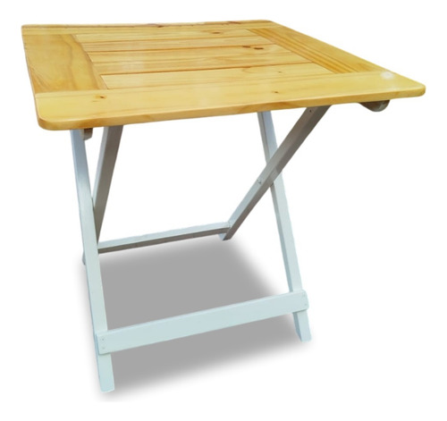Mesa Bar 75x75 + 4 Silla Plegabl Madera Pino Eventos Colores Salmon Laca
