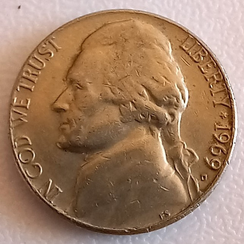 5 Centavos  Jefferson Nickel  Estadounidenses 1969 D