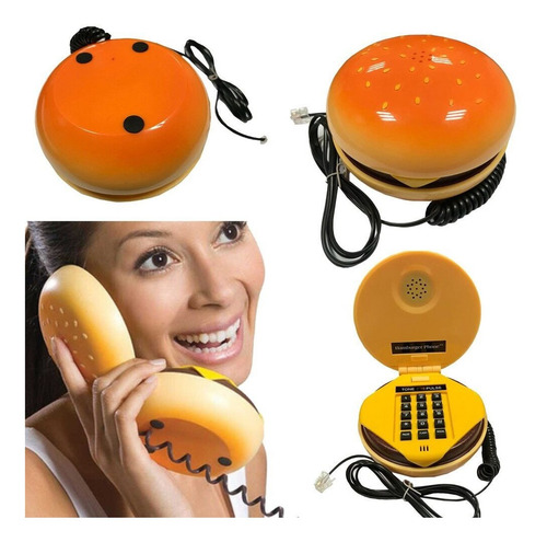 Telefone Doméstico Com Fio Inovador Em Forma De Hambúrguer