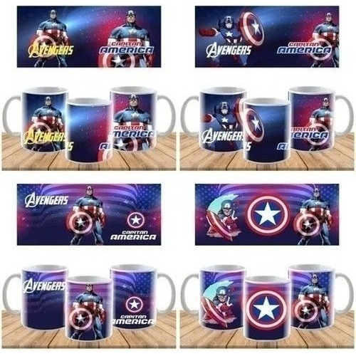 Plantillas Sublimación Tazones Tazas Capitan America!!.