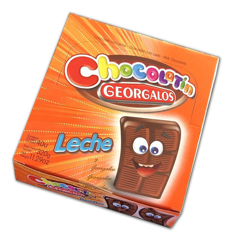 Imagen 1 de 3 de Chocolatín Georgalos X 8 Grs X 40 U - Lollipop