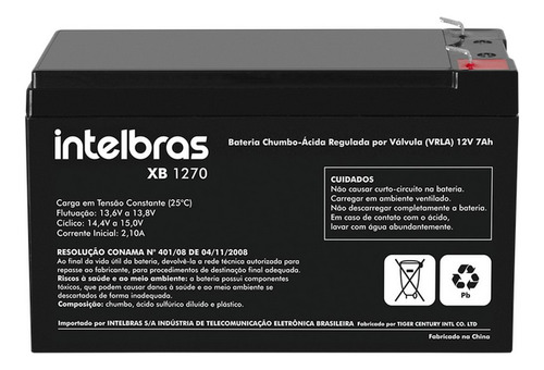 Bat Intelbras 12v 7ah Xb 1270 Para Nobreaks E Segurança