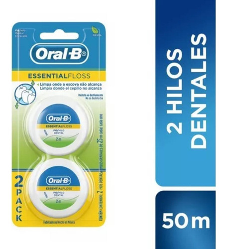 Hilo Dental Essential Floss Oral B 25m Pack X2 Unidades