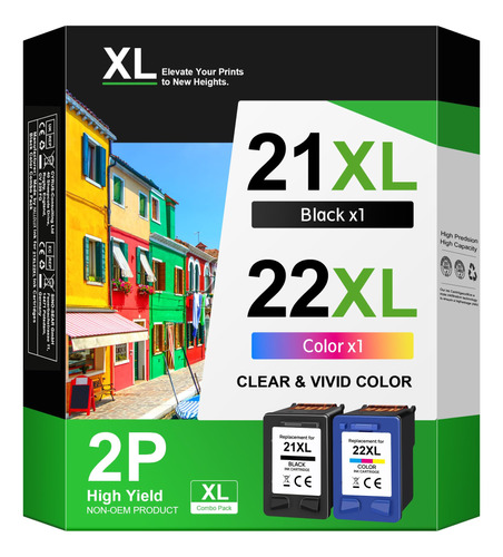 Cartuchos De Tinta 21xl 22xl Remanufacturados Para Hp 21