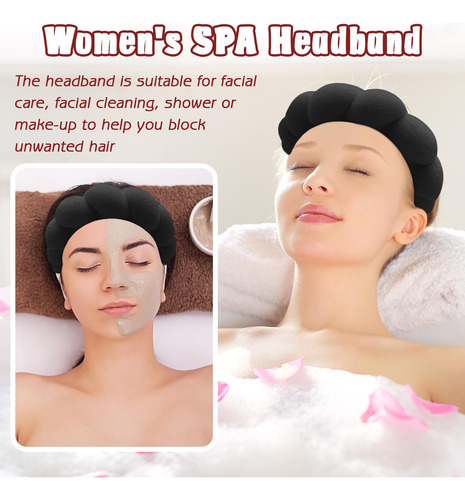 Spa Headband And Wristband Set Zkptops For Women Black