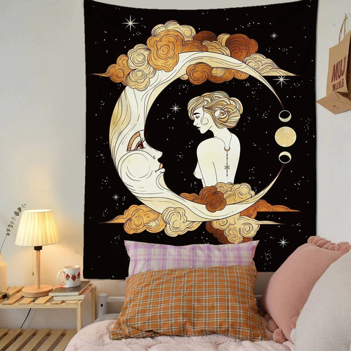 Imagen 4 de 5 de Tapiz Tarot Deco Gatitos, Luna, Cartas Import