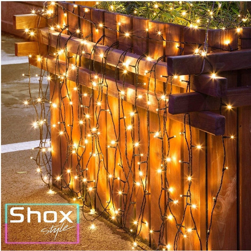 Imagen 7 de 10 de Cortina Luces Led Guirnalda 4x2 Mts Blanco Calido Shox Style