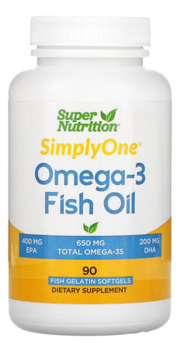 Super Nutrition Omega-3 1000 Mg 90 Softcaps De Pescado Sabor Sin Sabor