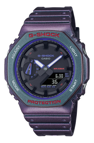 Reloj G-shock Ga-2100ah-6a Carbono/resina Hombre Purpura/ver