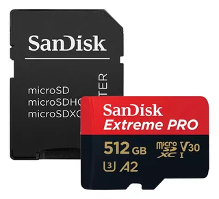 Tarjeta de memoria Sandisk de 512 GB y 200 MB y ADP Micro SD