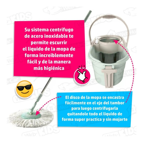 Balde Centrifugado Con Mopa Limpieza Pisos Caño Extensible