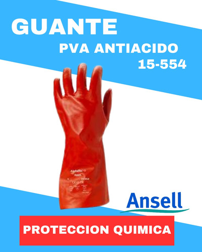 Guante Pva Antiácido Ansell 15-554 