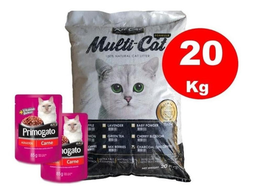 Arena Sanitaria Aglomerante Kit Cat Aroma Limón 20kg 